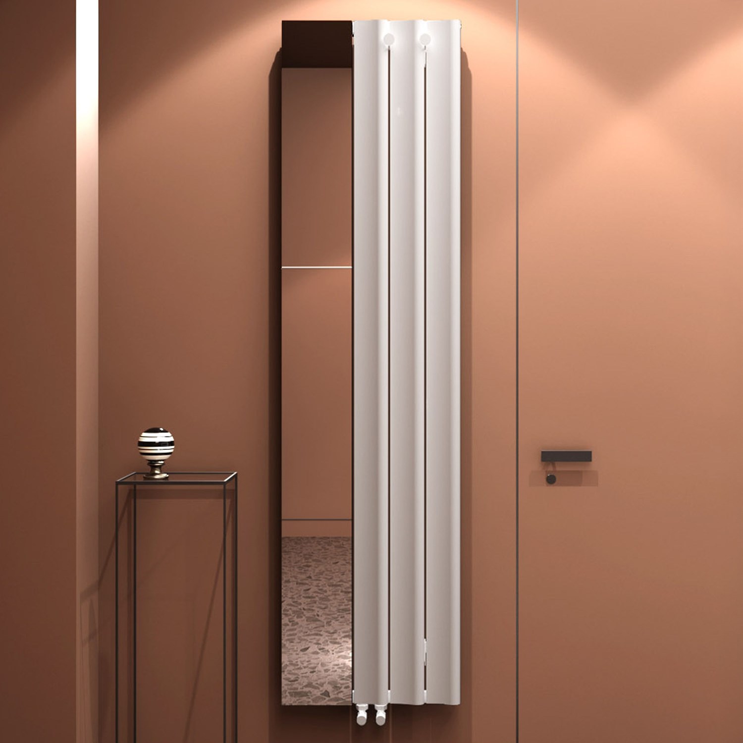 Carisa Entrée Mirrored Vertical Aluminium Designer Radiator | Drench