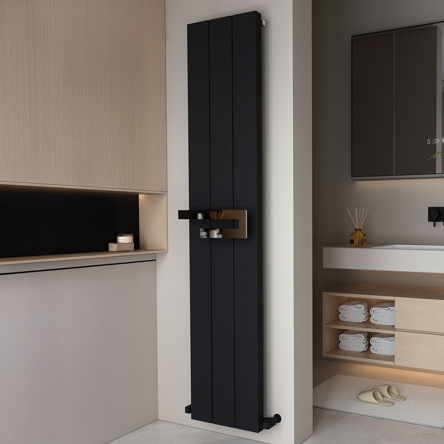 Elvino Bath Aluminium Vertical Radiator & Towel Rail