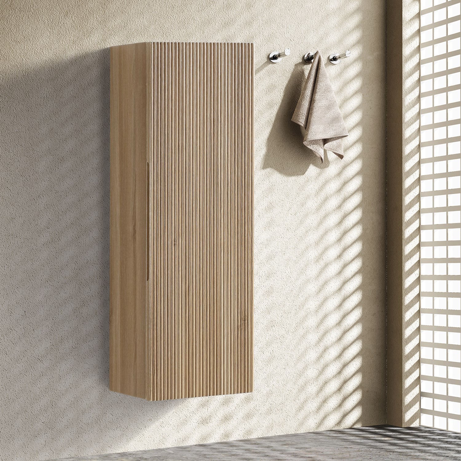 Drench Groove 900mm Fluted Wall Mounted Tall Cabinet