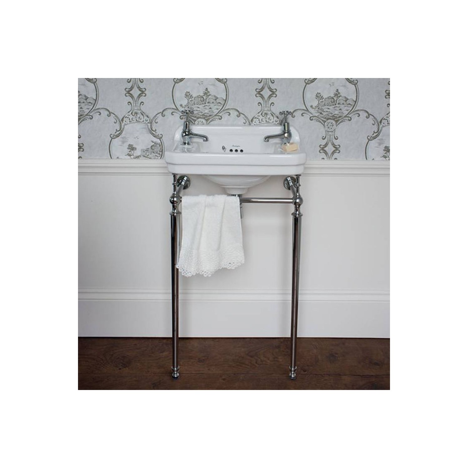 Burlington Edwardian Cloakroom Basin with Chrome Basin Stand