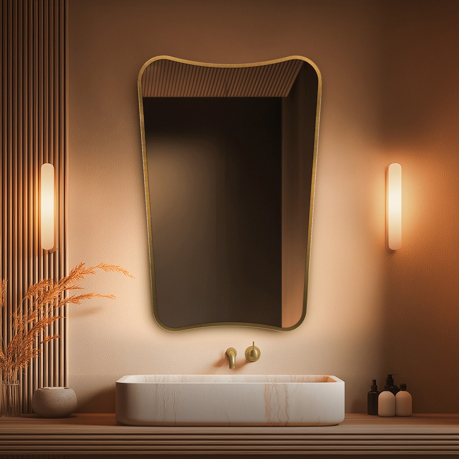 Origins Living Delphine Brushed Brass Mirror - 600 x 900mm
