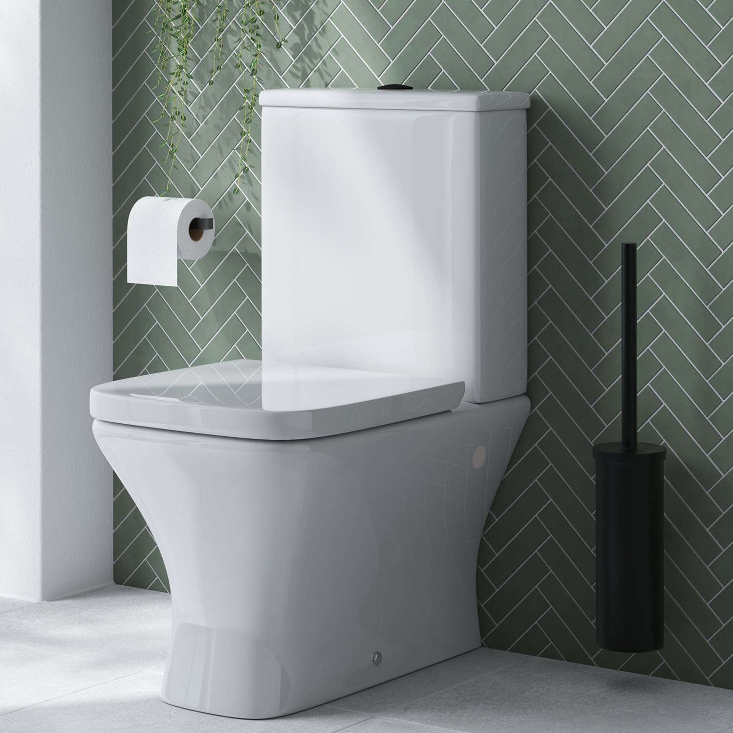 Emily Rimless Back to Wall Close Coupled Toilet & Soft Close Seat